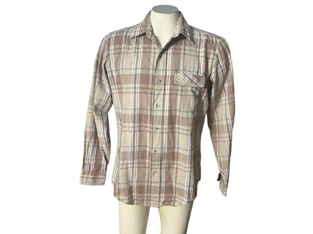 vintage Levis tan plaid men's shirt M