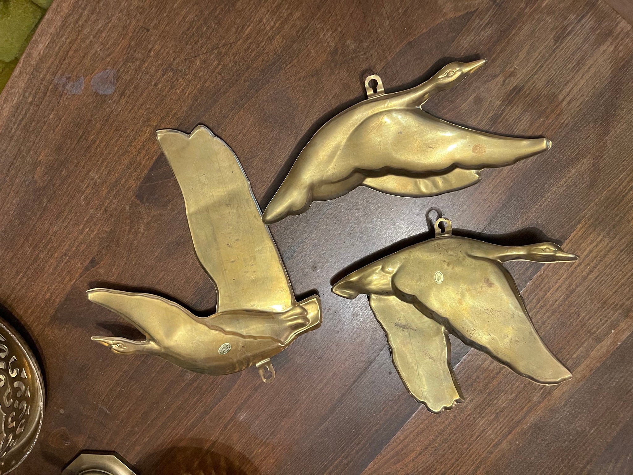 vintage brass wall ducks birds