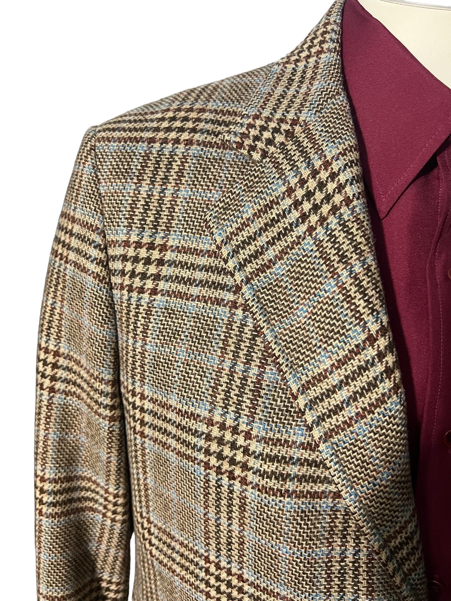 Vintage 70's brown plaid suit jacket 42