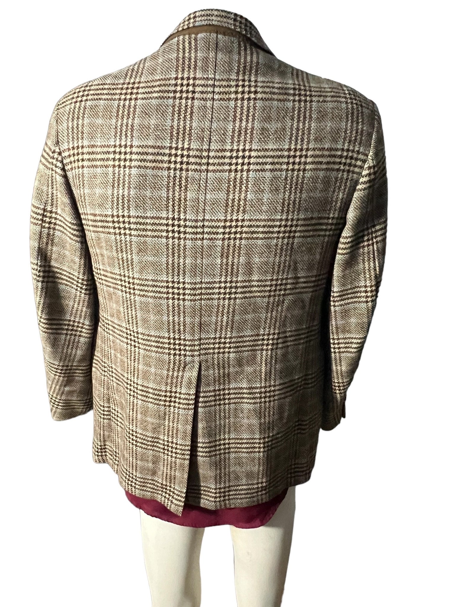 Vintage 70's brown plaid suit jacket 42