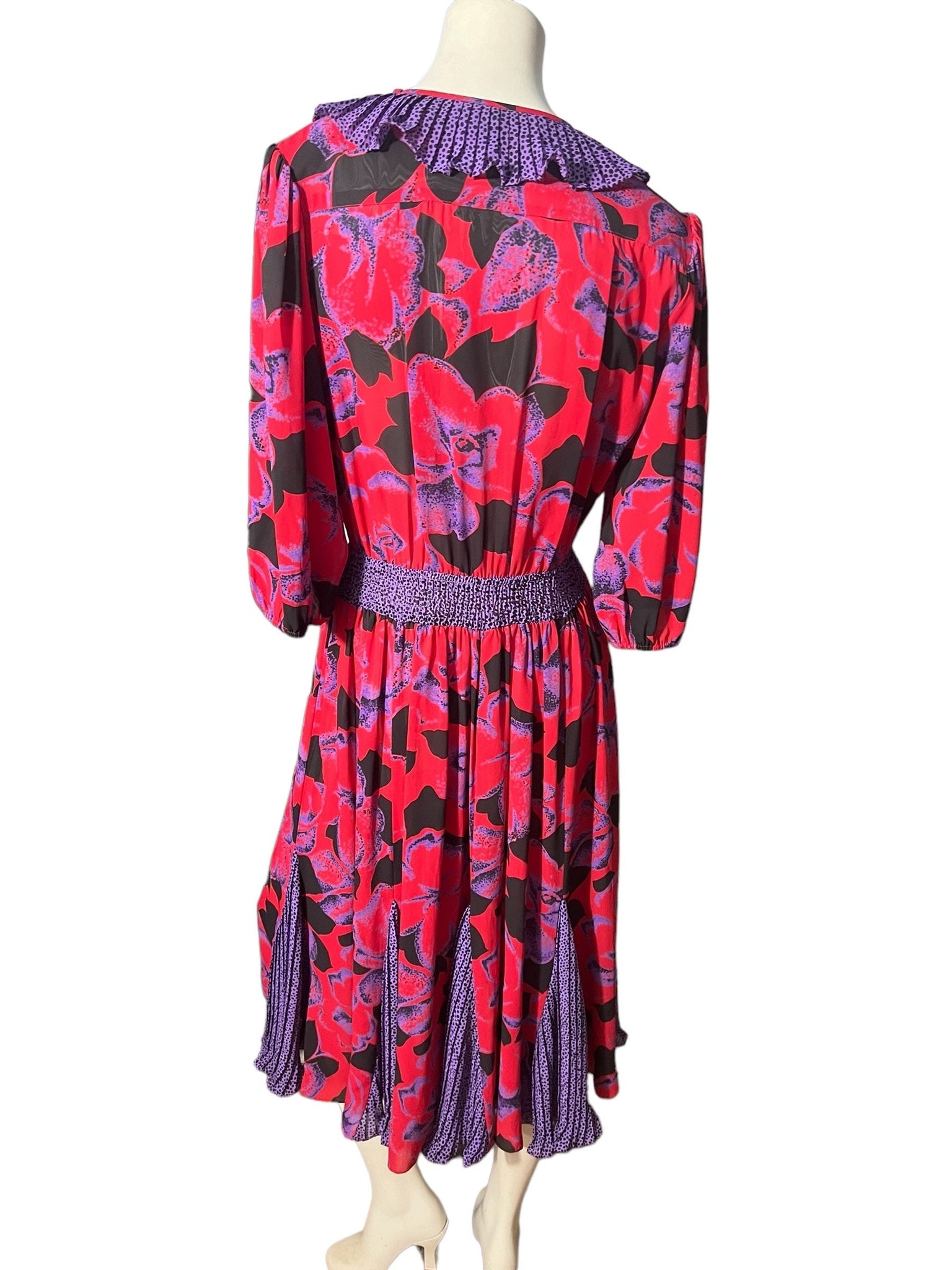 Vintage 80's Susan Freis dress xs red & purple