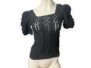 Vintage black handmade sweater S rhinestones