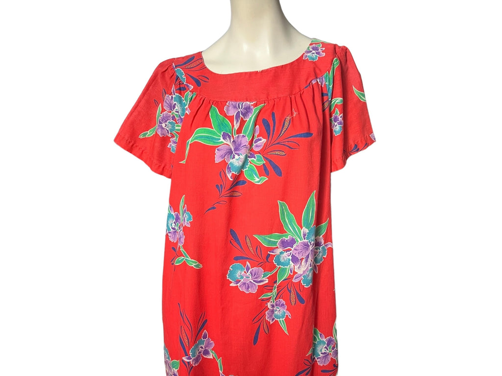 Vintage 70's Hawaiian caftan dress M Hedy Lin