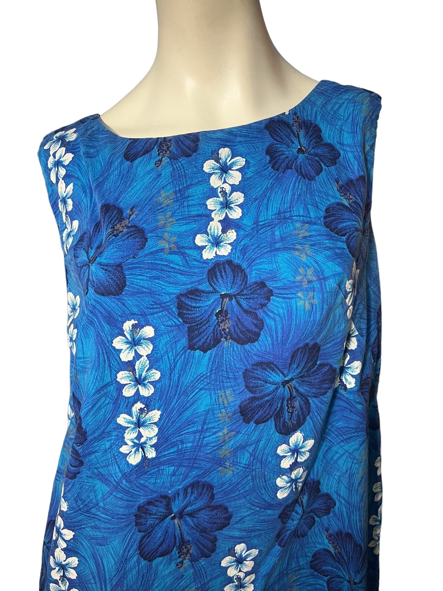 Vintage 60's blue Hawaiian dress L Hookano