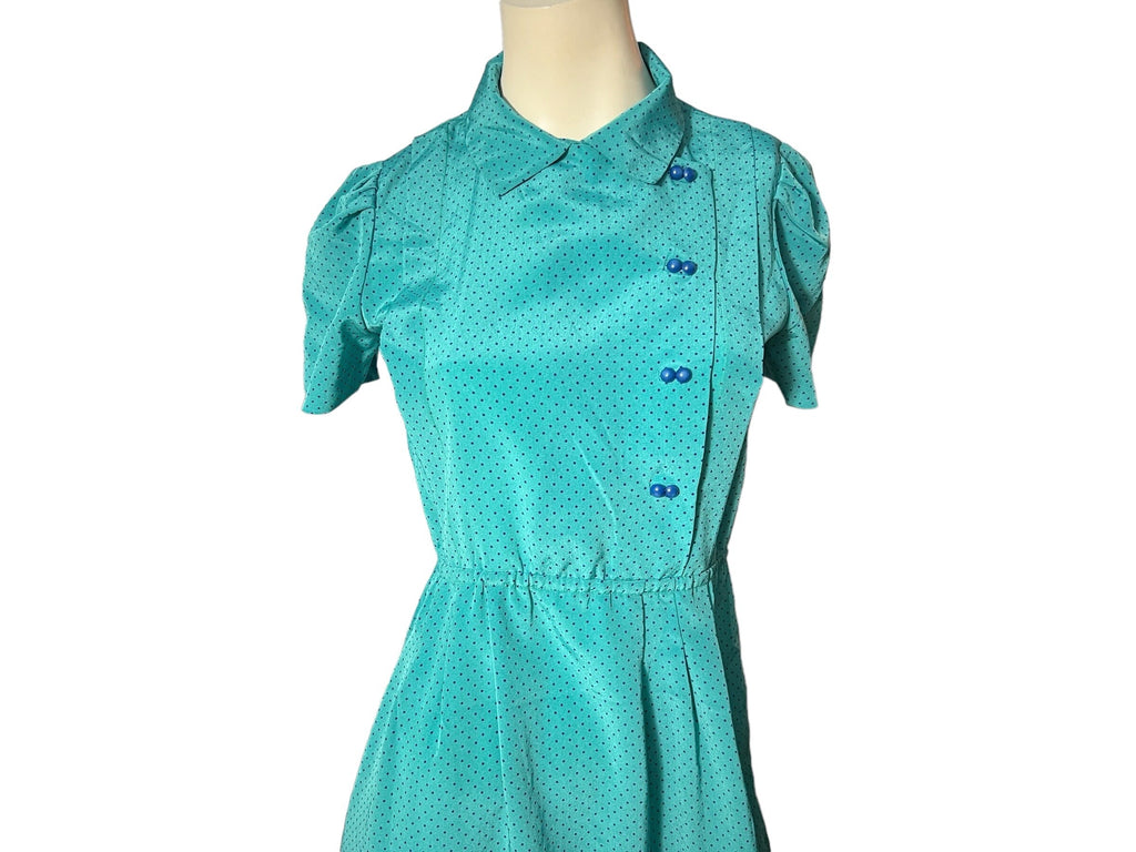 vintage 80's turquoise dress S