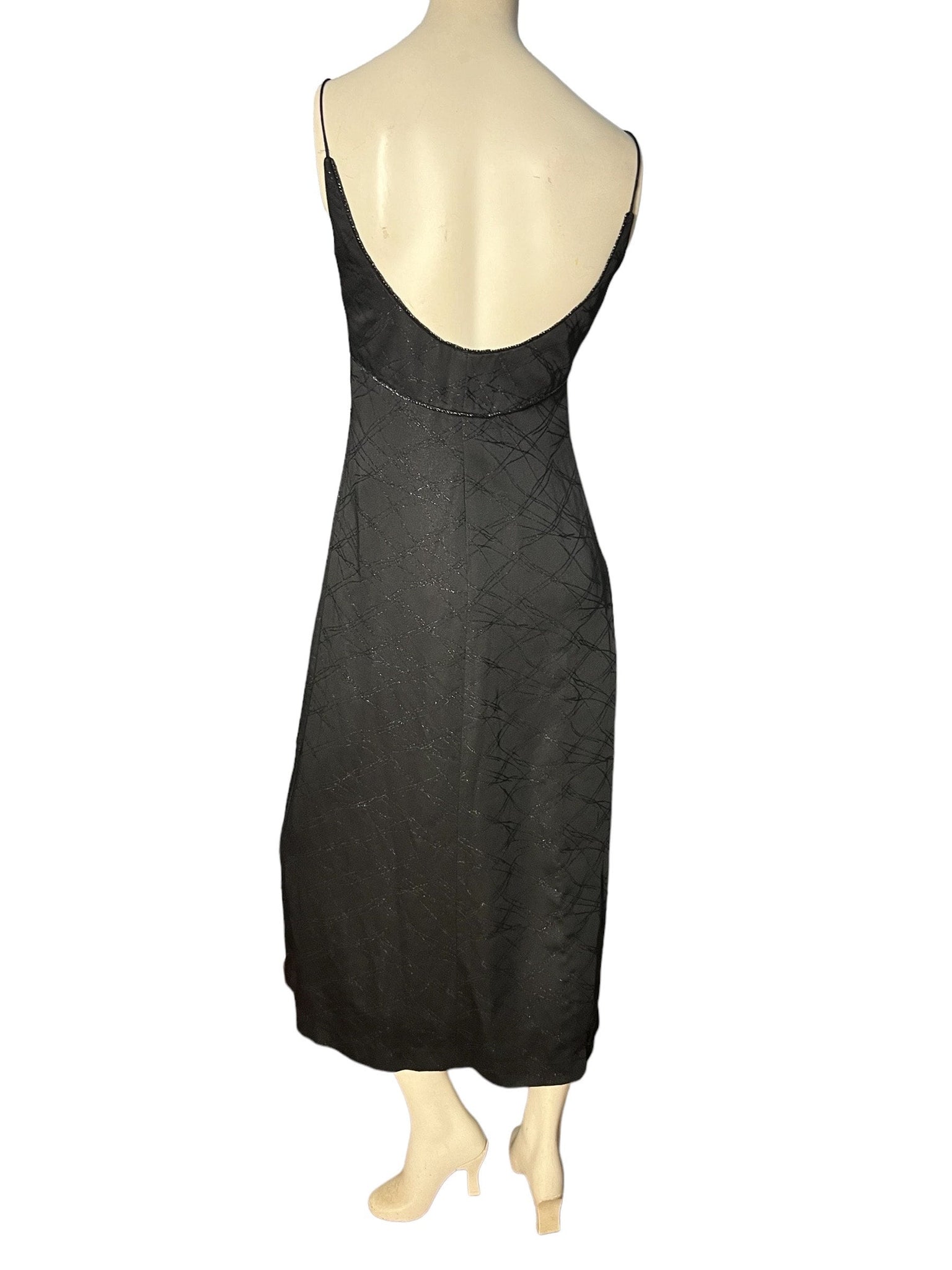 vintage 80's black long sample dress M Marie St Claire