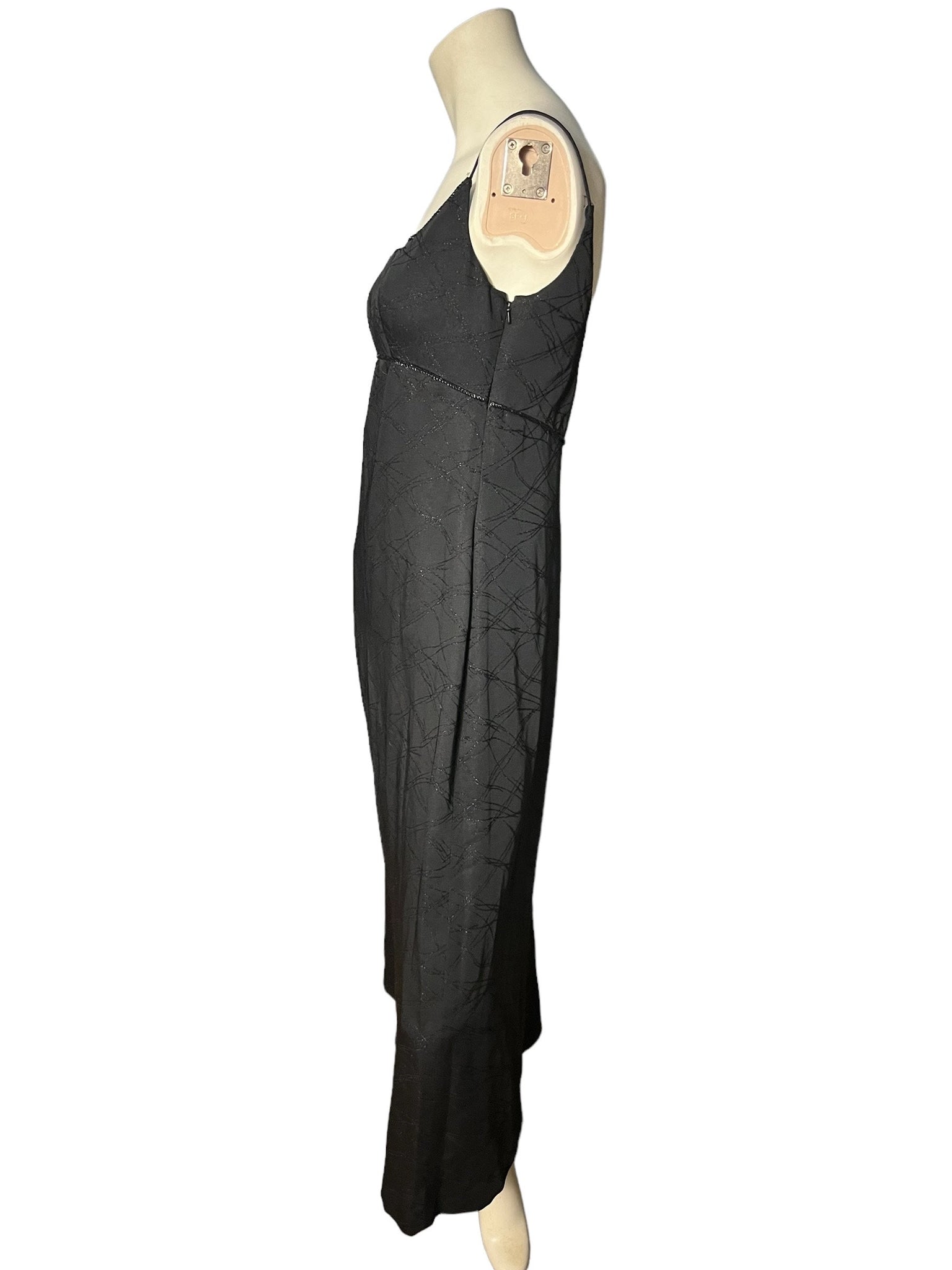 vintage 80's black long sample dress M Marie St Claire