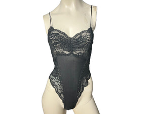 vintage black 80's teddy lingerie S