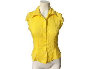 Vintage 80's yellow sleeveless blouse M