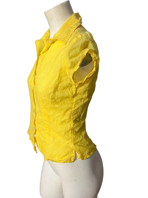 Vintage 80's yellow sleeveless blouse M