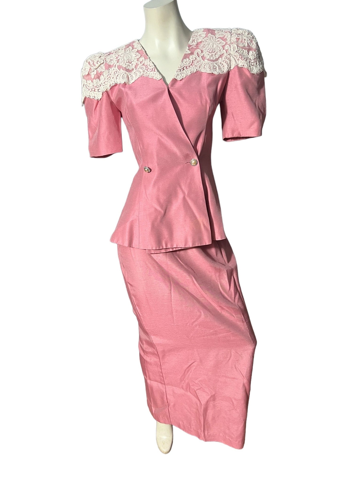 Vintage 80's pink dress suit 8 Water Water