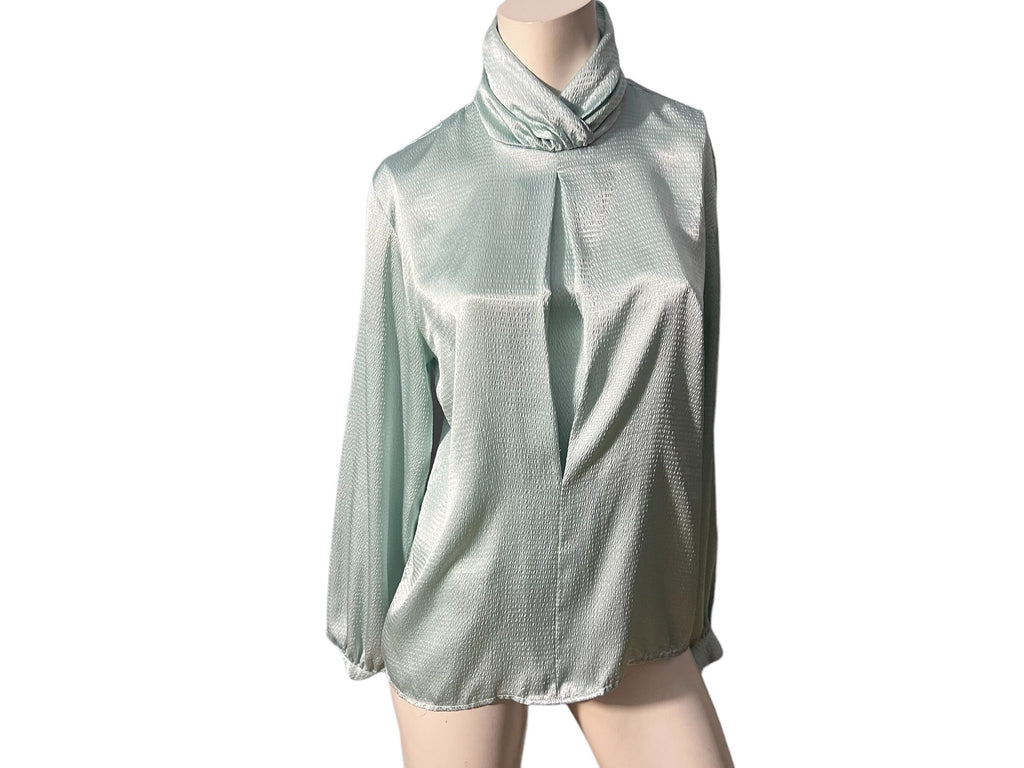 Vintage 80's mint green blouse M 8San Andre