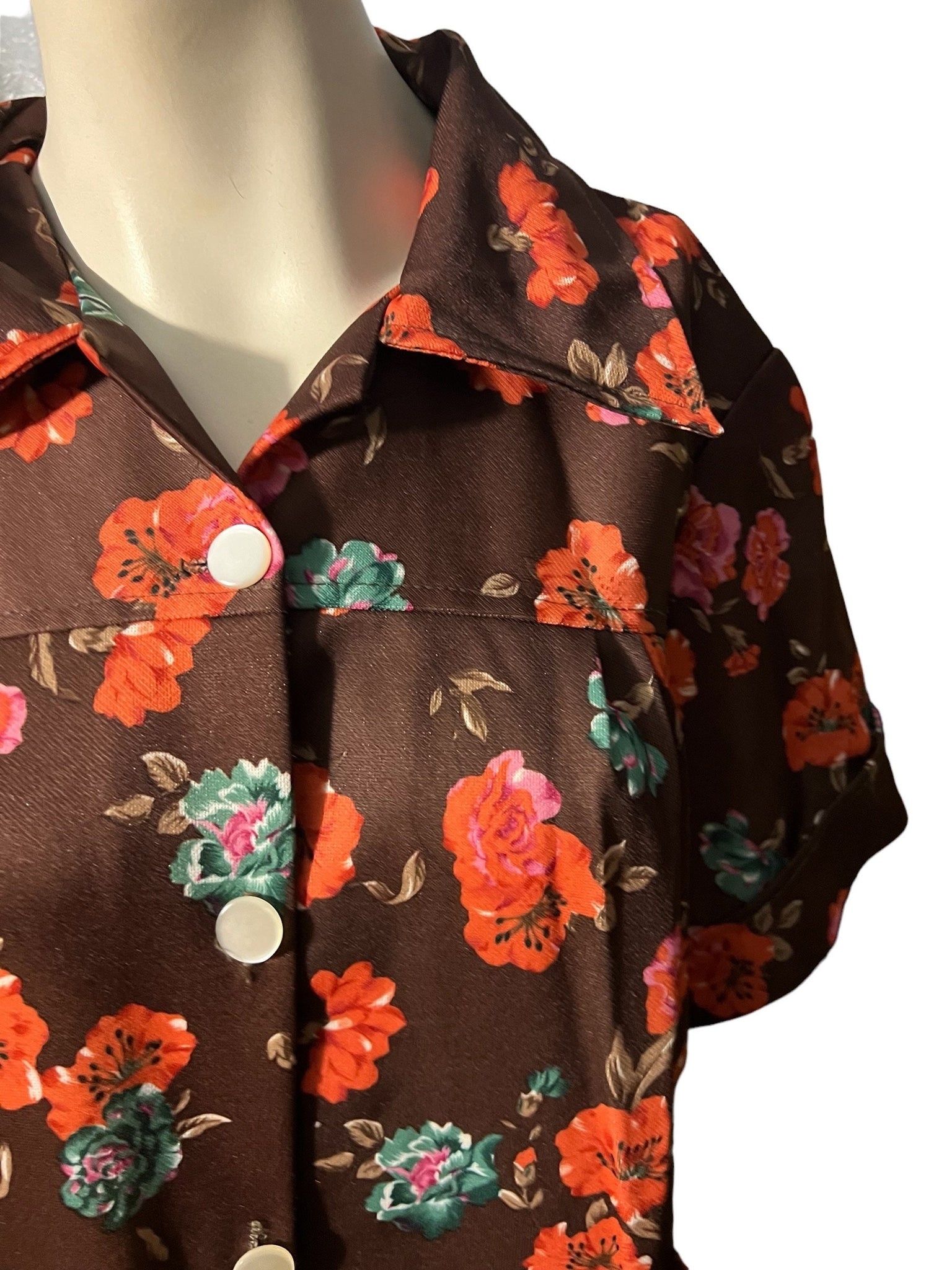 Vintage 70's brown shirt XL floral