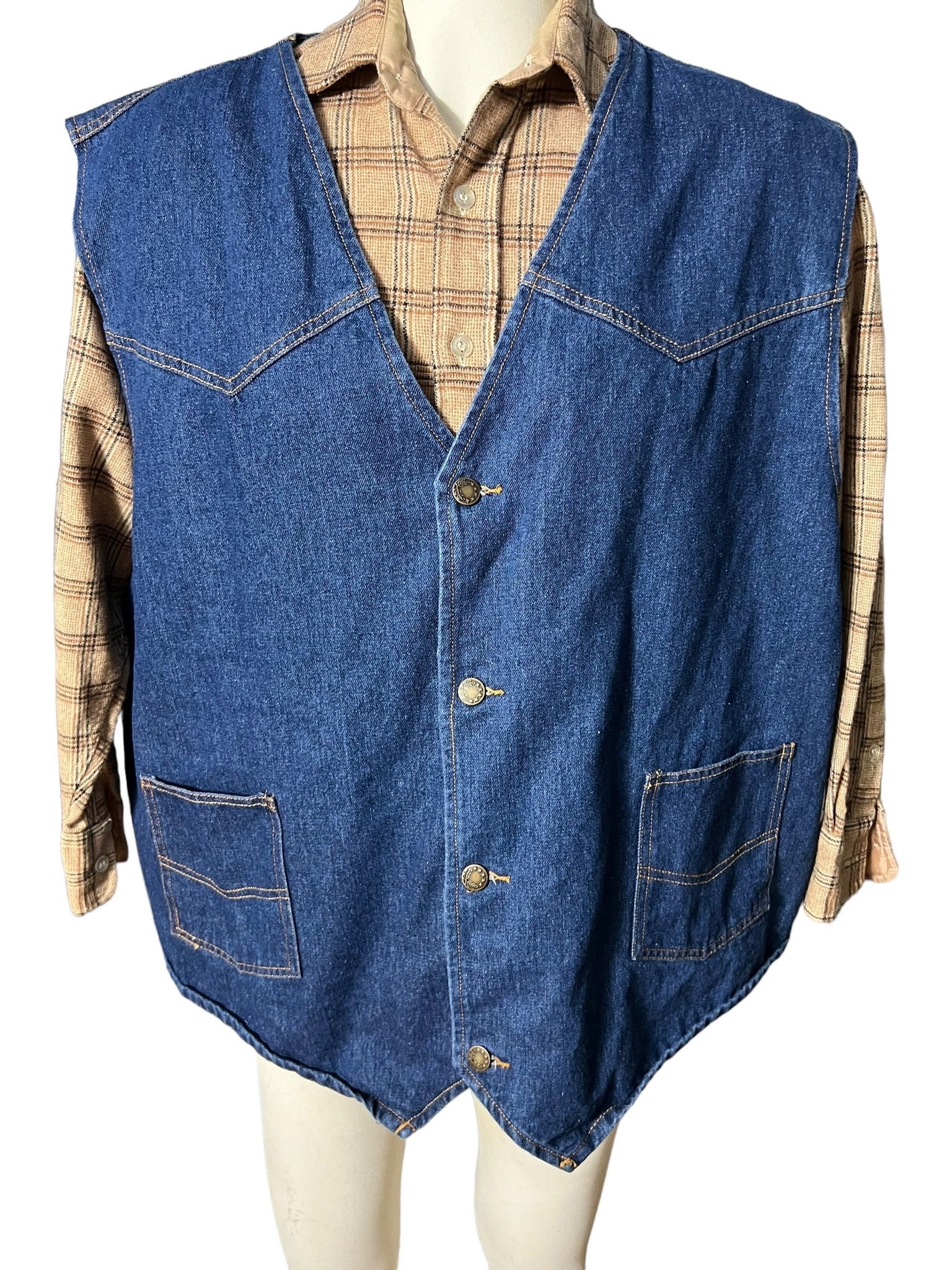 vintage men's jean western vest 2x