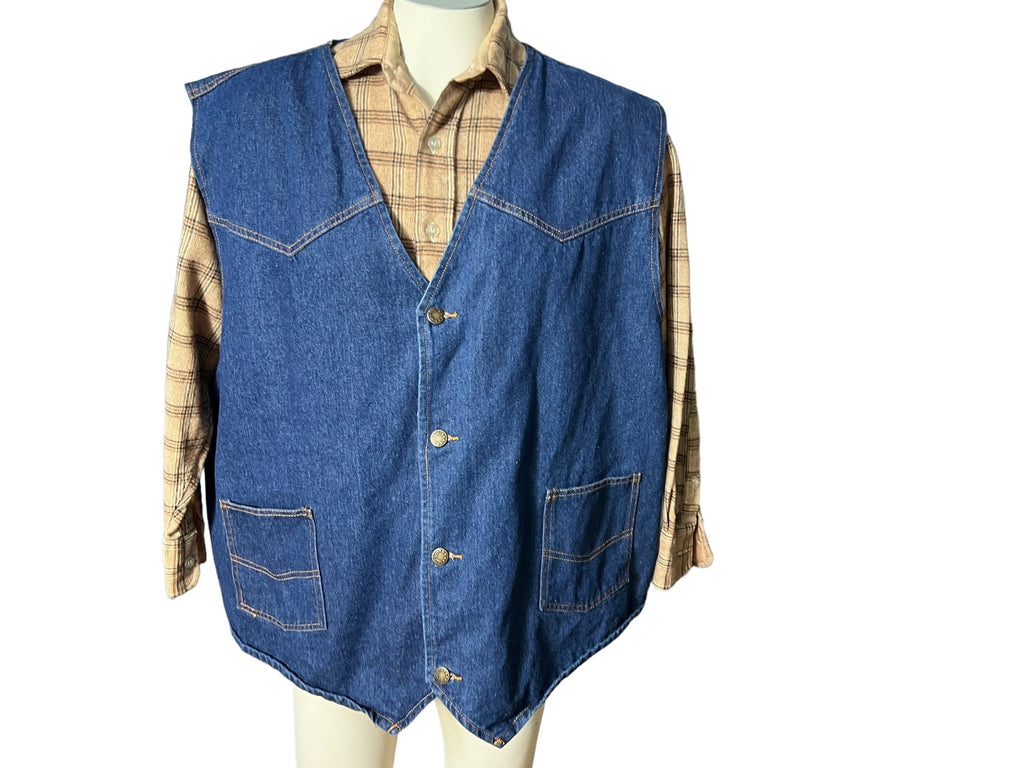 vintage men's jean western vest 2x