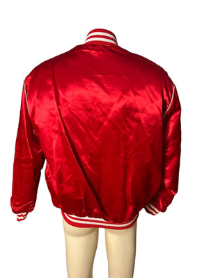 vintage 80's red men's satin baseball jacket XL