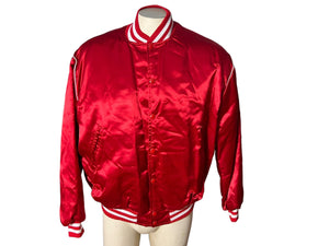 vintage 80's red men's satin baseball jacket XL