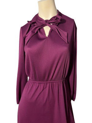 Vintage 80's purple dress M tie front