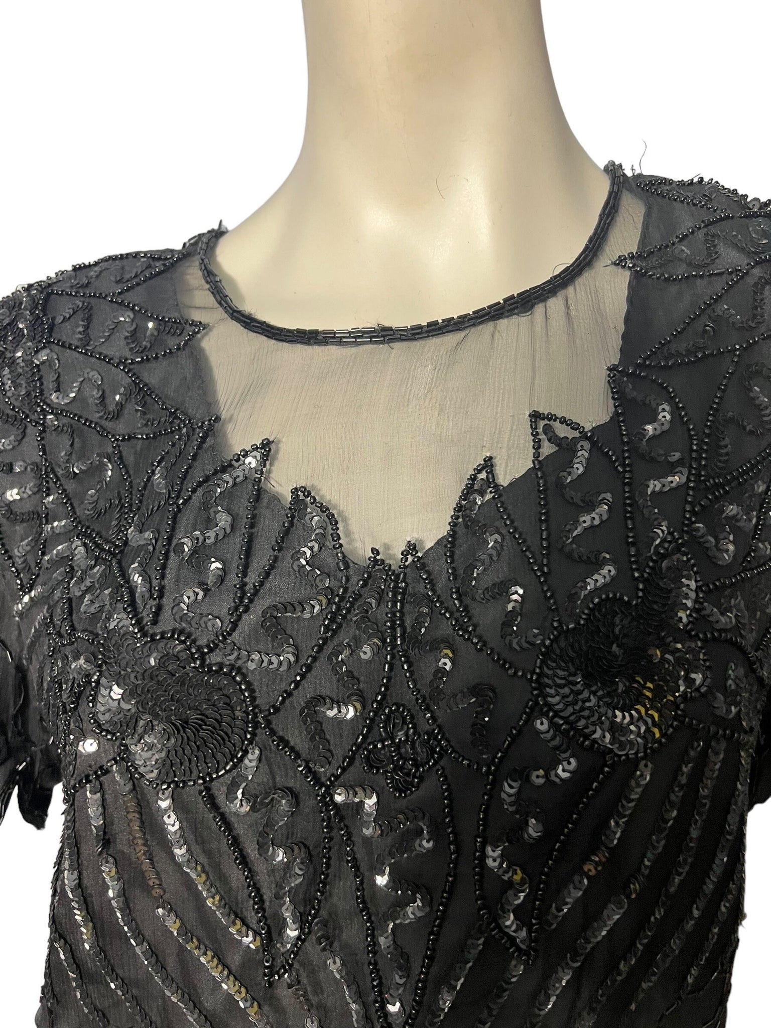 vintage black bead top XL Laurence Kazar