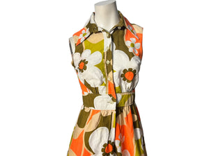 Vintage 70's mod floral dress S Mel Naftal