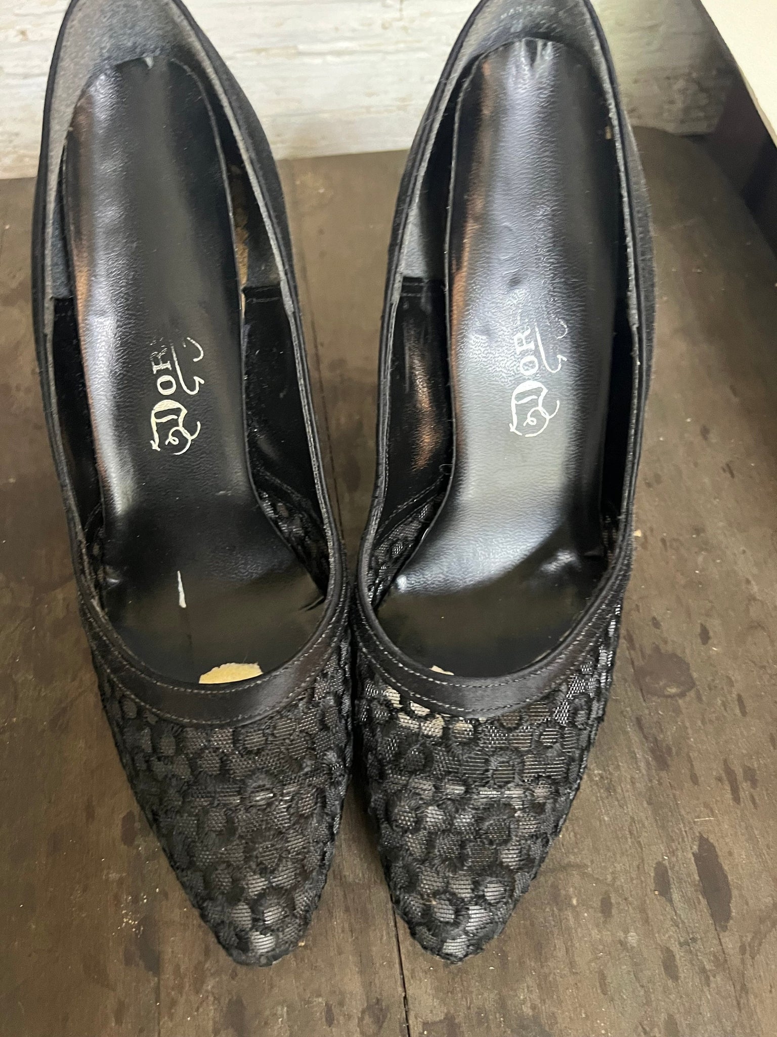 Vintage 50's black heels 7N