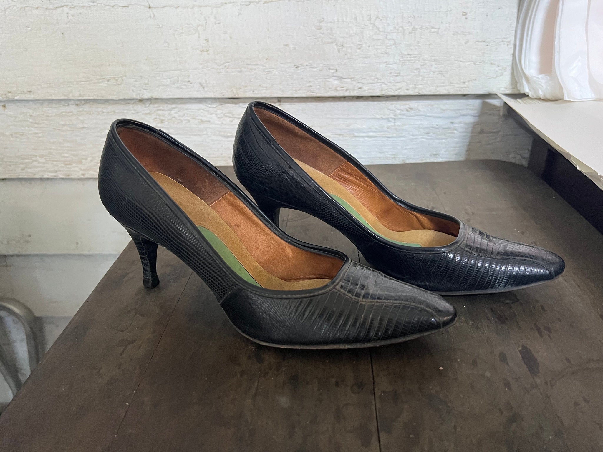 vintage 50's black heel shoes 6 N