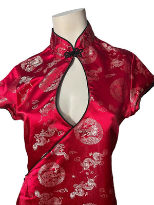 vintage red Oriental mini dress L Frederick's of Hollywood