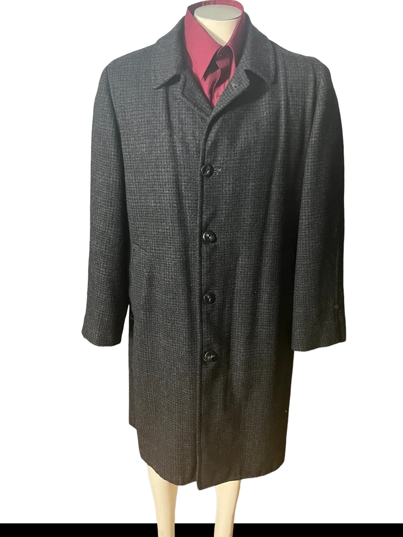 Vintage men's Sears men's check coat wool L