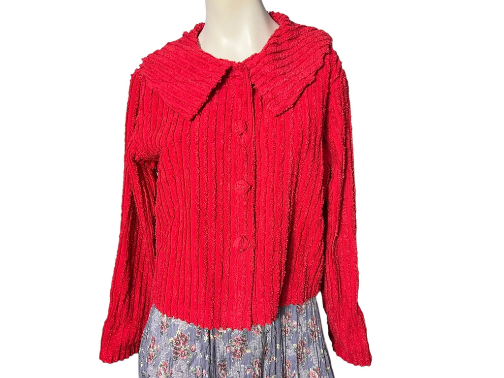 Vintage red chenille jacket M Peaches