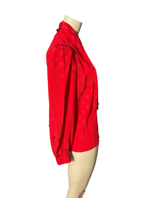 Vintage 80's red high neck blouse 10 M