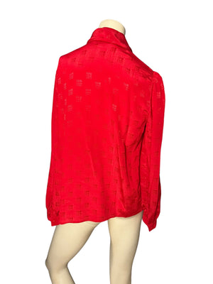 Vintage 80's red high neck blouse 10 M