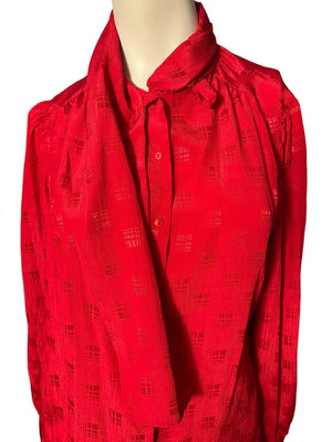 Vintage 80's red high neck blouse 10 M