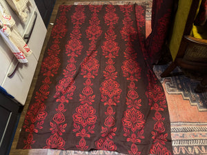 Vintage 70’s red & brown damask curtains