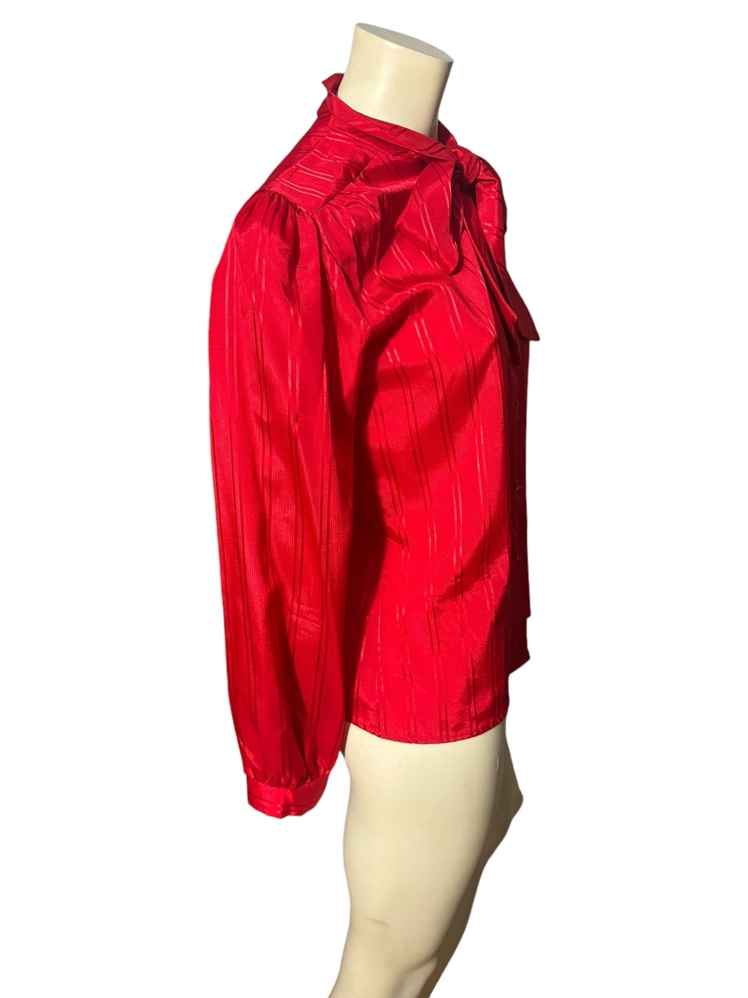 Vintage 80’s red bow tie blouse M 10