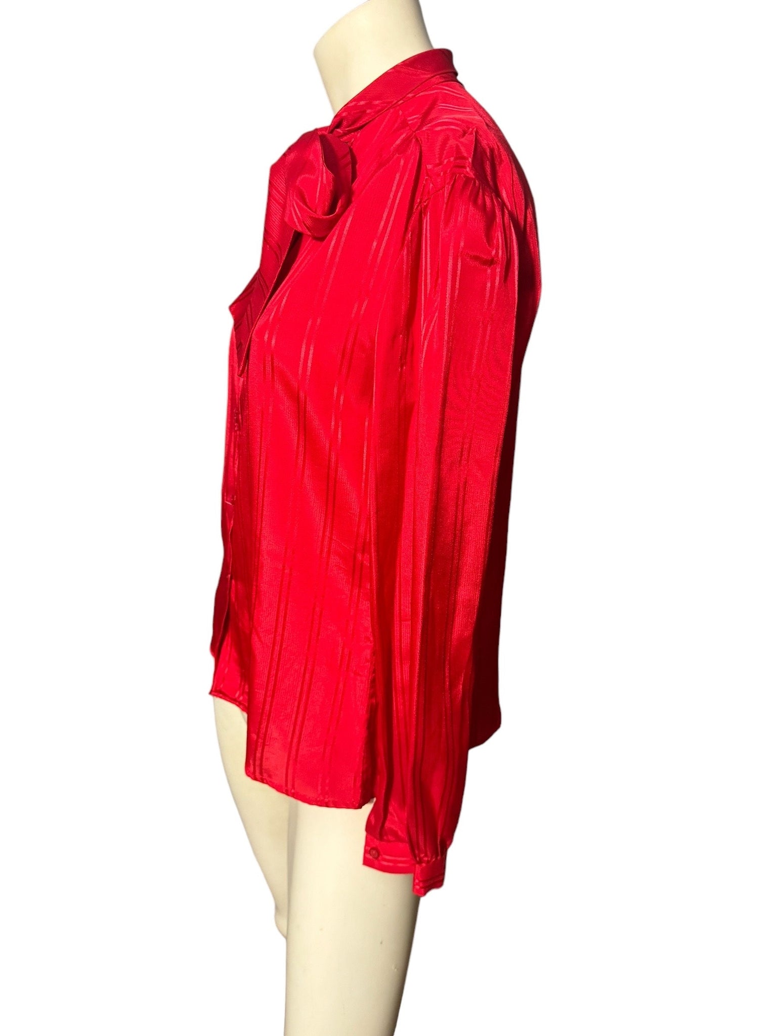 Vintage 80’s red bow tie blouse M 10