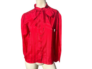 Vintage 80’s red bow tie blouse M 10