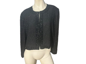 Vintage black bead jacket XL Laurence Kazar