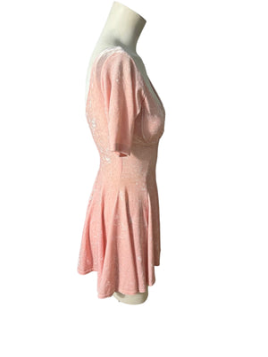 vintage 80's pink velour mini dress S