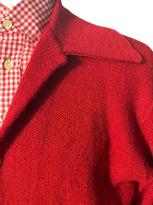 Vintage men's red wool cardigan sweater XL