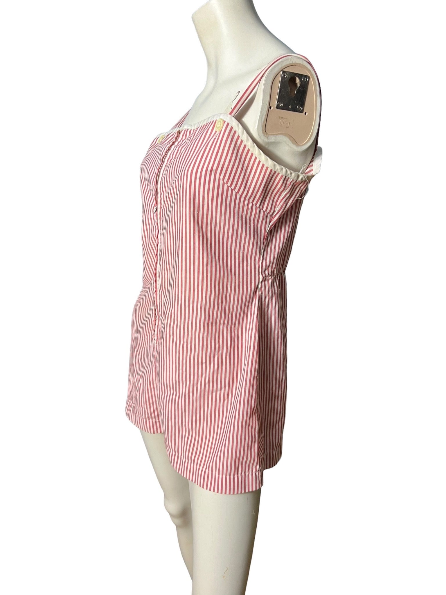 vintage 50's red striped romper M cotton