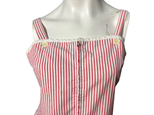 vintage 50's red striped romper M cotton