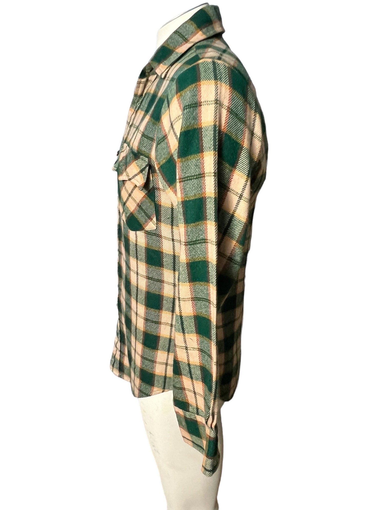 vintage 70's green flannel shirt S