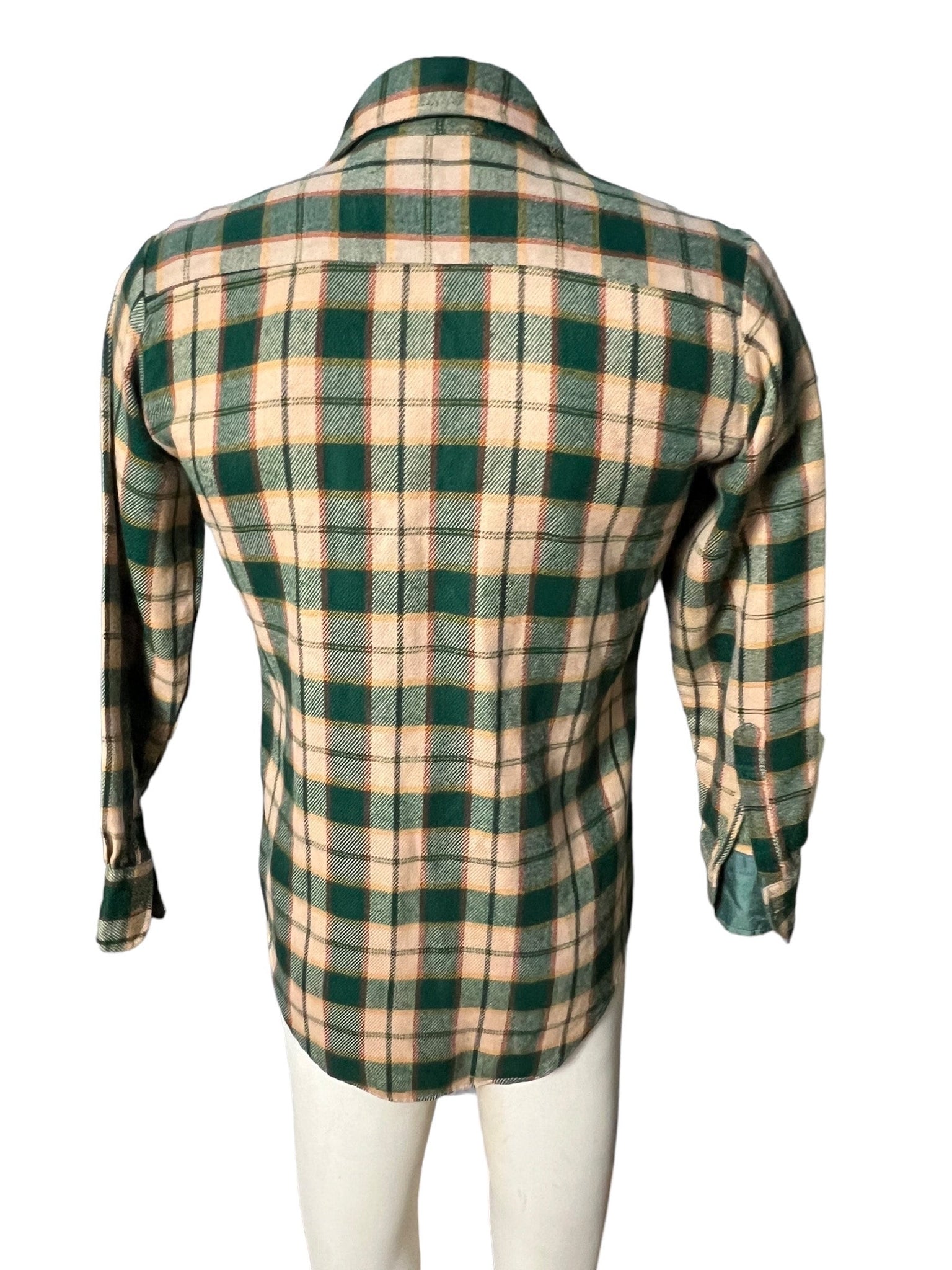 vintage 70's green flannel shirt S