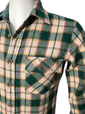 vintage 70's green flannel shirt S