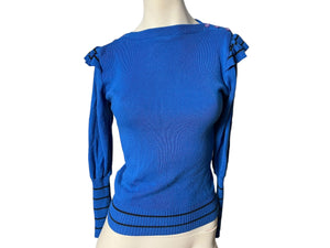 vintage blue 80's sweater top M Cherry Stix