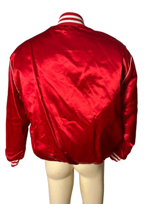 vintage 80's red men's satin baseball jacket XL