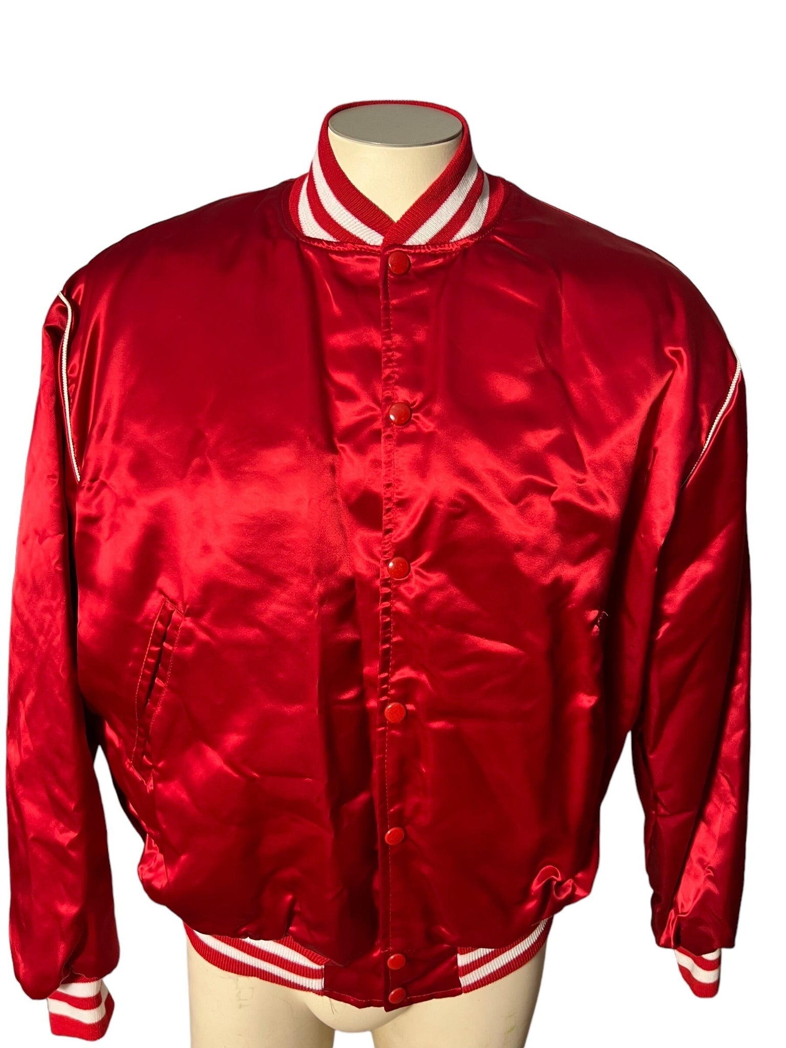 vintage 80's red men's satin baseball jacket XL