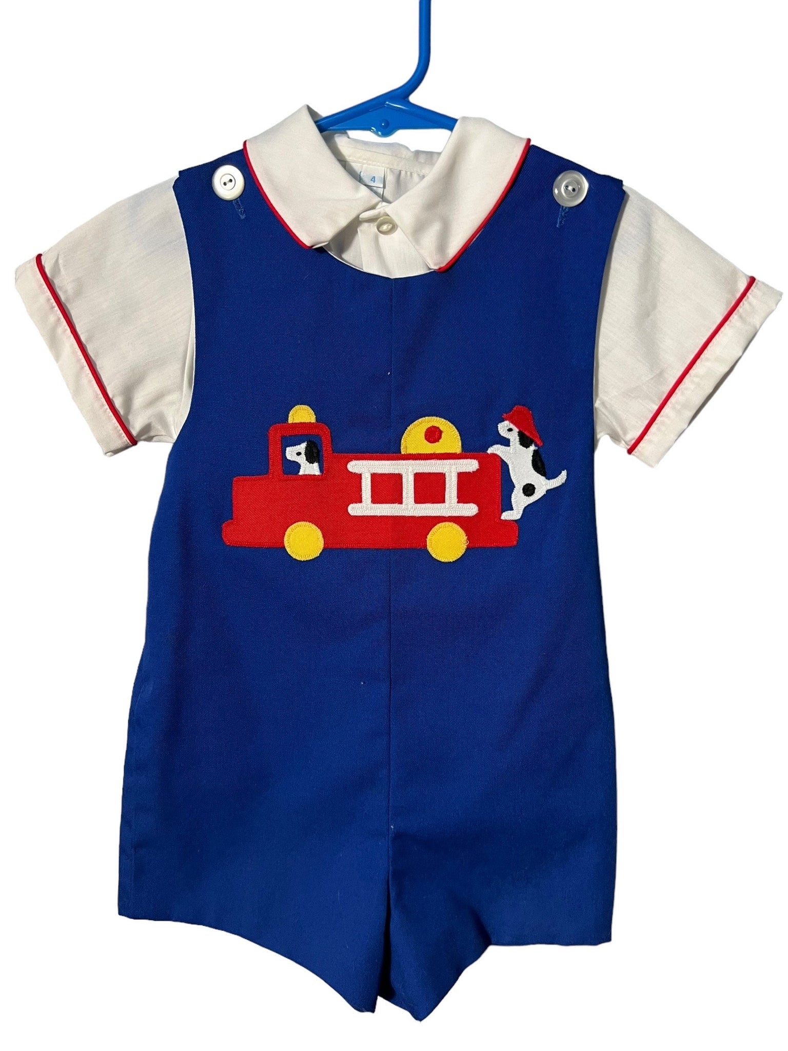 vintage boys fire truck romper 4 Basic Grace