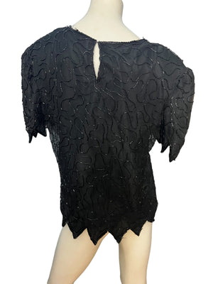 vintage black bead top XL Laurence Kazar