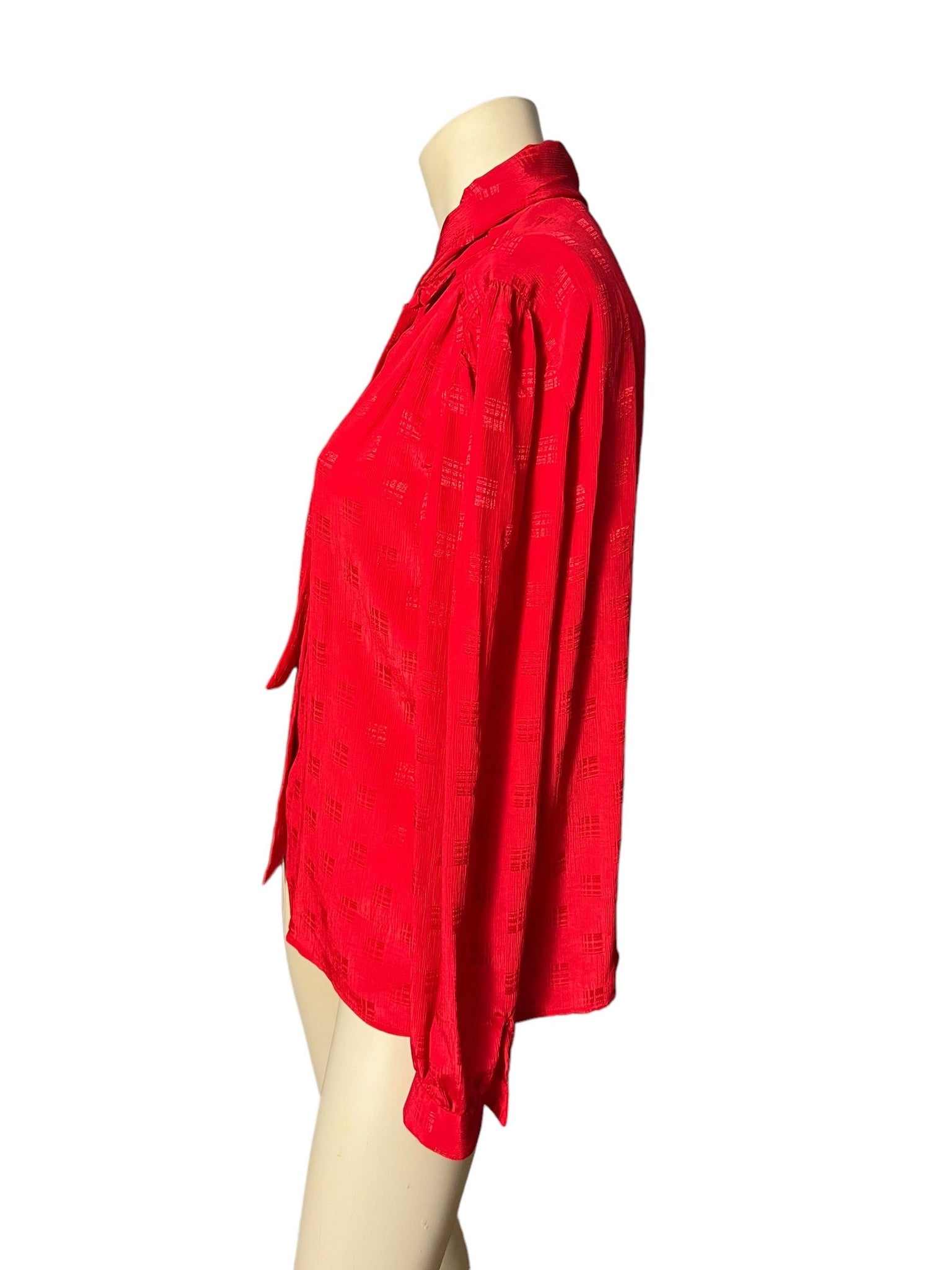 Vintage 80's red high neck blouse 10 M